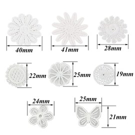 Pamtns Sew-On Patches, Pack of 40 White Lace Applique Lace Patches, Lace Embroidery, Sew-On Patches, Lace Flowers, Sew-On Patches, Embroidery Patches,