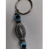EVIL EYE BLUE GLASS ROUND KEYCHAIN 5" L X 1"