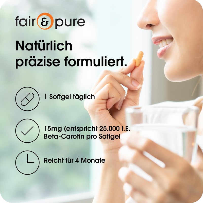 Fair & Pure Beta-Carotene Softgels 15 mg Daily Dose, Pack