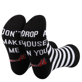 BDPWSS Wizard Movie Gifts Dorothy Ruby Gifts Ruby Red Slippers Gift Don't Make Me Drop a House On You Dorothy Fans Socks (US, Alpha, One Size, Regular, Regular, Drop house)