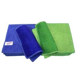 Accoholly 12 Pack Microfiber Scrub Dish Cleaning Cloth Non-Scratch Reusable & Durable