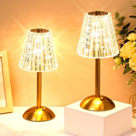 Liliful 4 Pcs Cordless Table Lamp Rechargeable Touch LED Small Gold Portable Battery Operated USB-c Desk Lamp 3 Color Dimmable for Bedroom Living Room Dining (Gold,Classic Style)