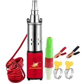 JENENSERIES 12V Deep Well Submersible Pump solar DC 250W Electric Powered Water Pump kits with 1" Outlet Screw Pump max.98ft Lift,396GPH Flow, for Irrigation Agricultural Garden Home