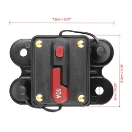 Manual Reset Waterproof Automotive Fuse Holders Inverter Circuit Breaker 60A for Car Audio