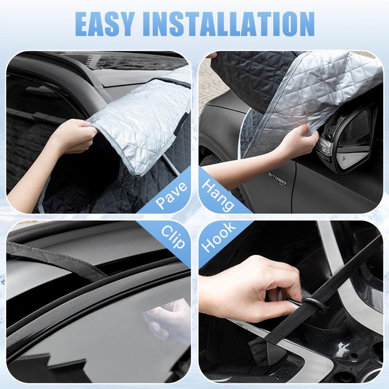 Dickno Car Windshield Snow Cover, 5 Layers Magnetic Auto Windshield