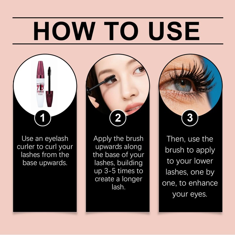 7D Mascara Black,Volumengebende & Wasserfeste Wimperntusche Schwarz