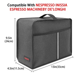 Kingshion Dust Cover Compatible with Nespresso Inissia Espresso Machine by De'Longhi, The Pearl Cotton Inside Enhances The Protection of The Machine -Dark Grey