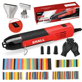 SHALL 350W Mini Heat Gun Set, Portable Hot Air Gun with Reflector Nozzle & Foldable Stand, 2 Temperature Settings 230℃/400℃, for Crafts, Shrink Wrap, Ink Drying