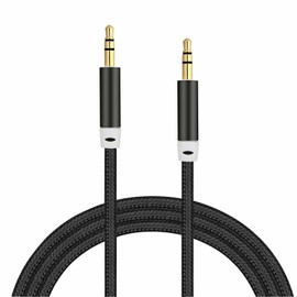 Jack to Jack 3.5mm Premium Auxiliary Nylon Male to Male Audio Cable, Headphone Aux Cable Audio Stereo lead, Compatible with Microphone Headset Earphone Speaker Phone Laptop PC TV Car Mp3. (Black)