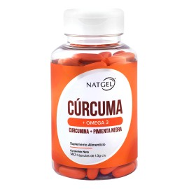 Curcuma + Omega 3 Curcumina 95% Frasco 140 Softgels Natgel Sin Sabor