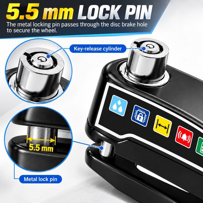 Alarm Disc Brake Lock for Motorcycles & Bicycles – Waterproof