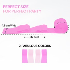 Captain Décor 4 Crepe Paper Streamers Rolls, 328ft Pack of 4 Hot Pink & Pink Streamers for Party Decorations, Birthday Streamers, Party Streamers for Wedding Decoration (1.8 inch x 82 ft/Roll)…