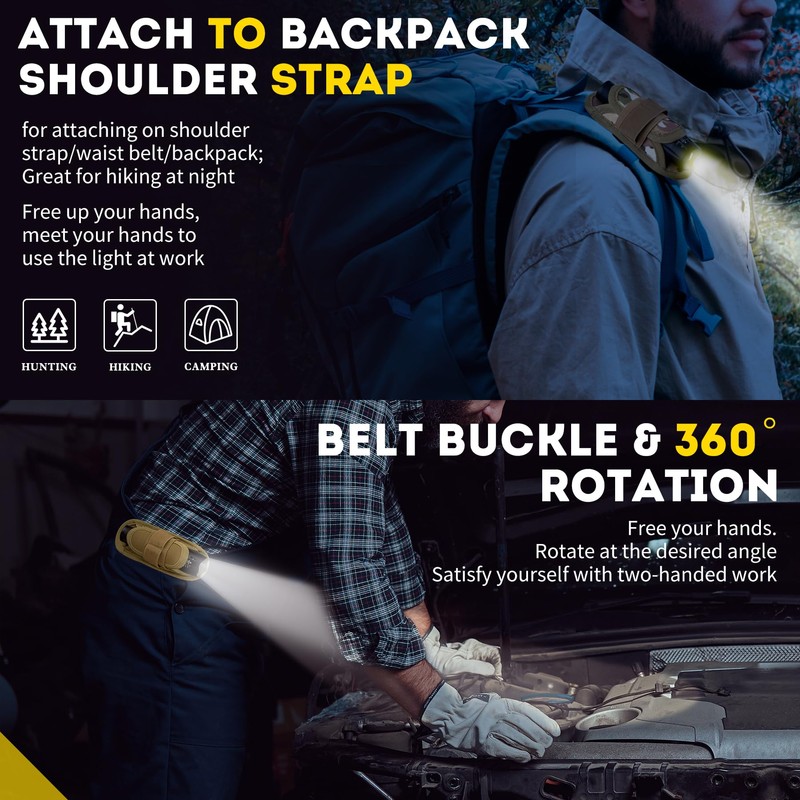 IronSeals 2 Pack 360° Rotatable Clip LED Flashlight Torch Holder