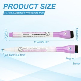 PATIKIL Magnetic Dry Erase Pen Fine Tip Dry Erase Purple Dry Erase Markers Dry Erase Calendar Supplies with Eraser for Classroom Office 10pcs 0.5-1mm Tip