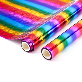 SUPERFINDINGS 2 Rolls Total 16m Hot Foil Transfer Roll Hot Foil Stamping Paper 19.3cm Width Rainbow Hot Foil Heat Transfer Foil Papers for Scrapbooking Card Making