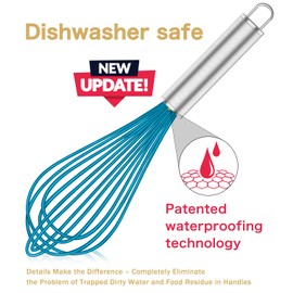 OYV Silicone Whisk,Heat Resistant 480°F Whisks For Cooking Non Scratch,Stainless Steel wired wisk,Plastic Rubber Whisk Tool For Nonstick Cookware Pans,Silicon Wisks Set of 4,Blue