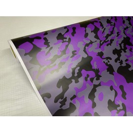 Purple Black Gray Camouflage Matte Premium Vinyl Car Wrap Decal Film Sheet Air Channel Release Technology + Free Tool Kit (2ft and up) (24" x 60" / 2FT x 5FT)