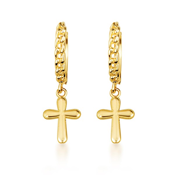 Ladies 10K Yellow Gold Minimalist Simple Religious Faith Cross Milgrain