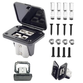 IONPSHG Plug Connectors with Mounting Bracket Panel Plug 50A Dual Panel Base for Anderson SB50 Series with Dustproof Cover and Waterproof Gasket High Current Connector Fixing for Large Vehicles