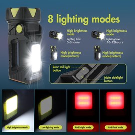 ZENSUKYE Linterna de Cámping Recargable, 8 Modos Linterna LED para Acampar 90° Ajustable Antorcha LED para iluminación Exterior, Linterna de Mano Perfecta para Senderismo, Pesca, Emergencia