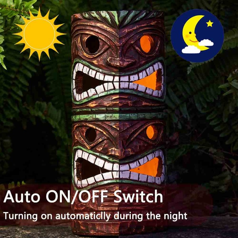 Yiosax Solar Tiki Statue Outdoor Decor-Garden Large Tiki Statue-Solar Totem