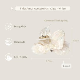 Flower Hair Claw Clips,Acetate Flower Hair Clips Cute Large Hawaiian Claw Clips for Women,3.82 Inch, Durable Design for Thick or Thin Hair (Black)