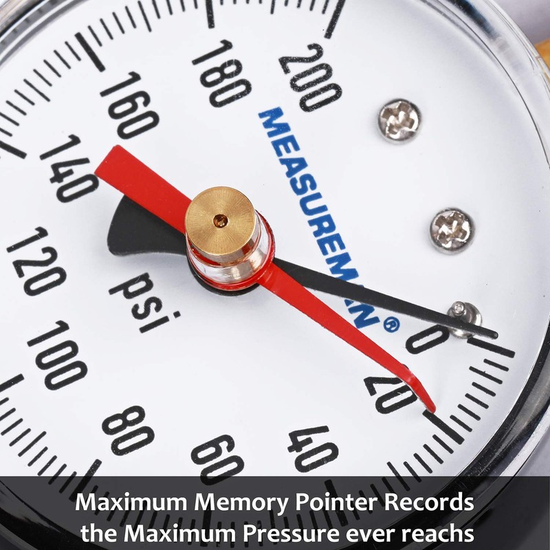 Measureman 2" Water Pressure Test Gauge, 3/4" Female Hose Thread,