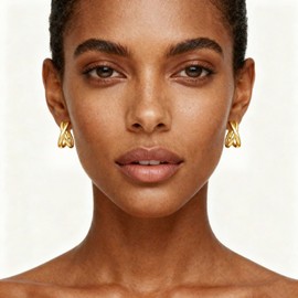 SHANTYSON Two Tone Hoop Earrings Gold Plated Chunky Earrings for Women Mixed Metal Huggied Style Chic Daily Jewelry