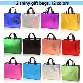 Smooth rainbow gift bag, non-woven reusable gift bag in bulk, with handle and sturdy base, Christmas gift bag, suitable for birthdays, weddings, Easter, holiday parties, Christmas:_32pcs（25cm*32.5cm*17cm）