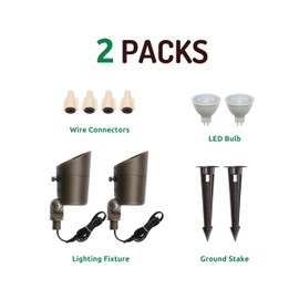 Lumina Lighting® 4W Landscape Lighting 12V Landscape Lights Low Voltage Landscape Spotlights Warm White Waterproof Outdoor Replaceable LED Bulb for Garden, Lawn, Porch, Patio and Yard(Bronze, 2-Pack)