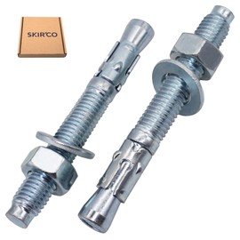 SKIR'CO (4 pcs) Zinc Plated Wedge Anchors M12 x 100 mm, Metal Dowels, Anchor Bolt, Masonry Anchors, Concrete Anchor