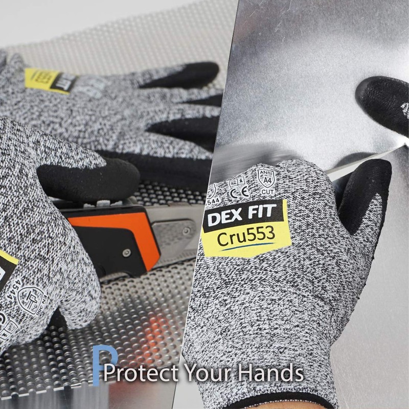 DEX FIT Level 5 Cut Resistant Gloves Cru553, 3D Comfort
