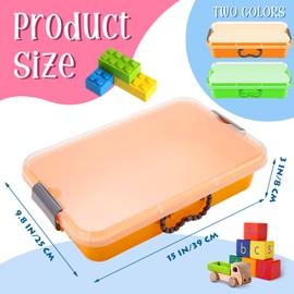 Beeveer 2 Pcs 15" Portable Sensory Bin Tray with Lid and Handle Transparent Lid Sensory Sand Box, Fill with Water, Sand, Beads and More, for Christmas Sensory Activities Play(Yellow, Green)