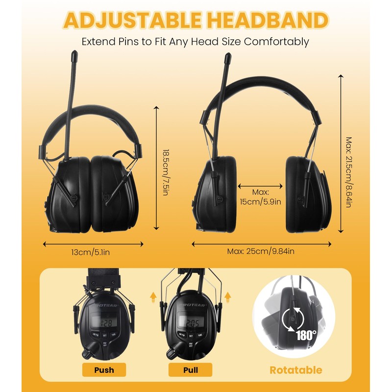 PROTEAR Digital AM FM Radio Headphones, 30dB SNR Noise Reduction