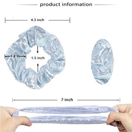 12 Pcs Shiny Metallic Cheer Dance Hair Scrunchies For Thick Hair School Performance/Sports/Practice/Party/Gymnastics Scrunchie Ponytail Holder Wrist for Girls Cosplay Show (Black)