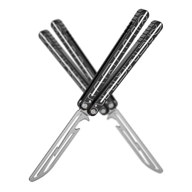 Nabalis Lightning Washer Systerm Butterfly Balisong Trainer, 6061 Aluminum Integral Channel Handle Zen Pins with non-slip lines, Unsharpened, for Practicing Flipping, Blunt Practice, No Edge Tool
