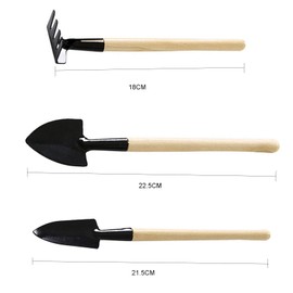 Caylingdee 3PCS Mini Garden Tools Portable Garden Hand Tools Set Miniature Gardening Rake Trowel and Shovel for Seedlings Bonsai Succulents Herbs Terrariums and Planting Long Handle