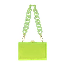 L-COOL Cute Transparent Acrylic Shoulder Bag Clear Crossbody Evening Clutch Purse Handbag With Two Chains For Women (T-Green)