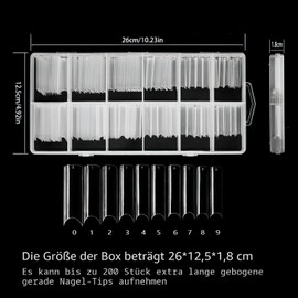 QOOSIKICC Pack of 200 False Nails Tips, Acrylic Artificial Nail Tips, False Nail Tips, French Fake Nail Tips, Fake Nails Tips, Fake Clear Extra Long Straight Square for Nail Salons DIY