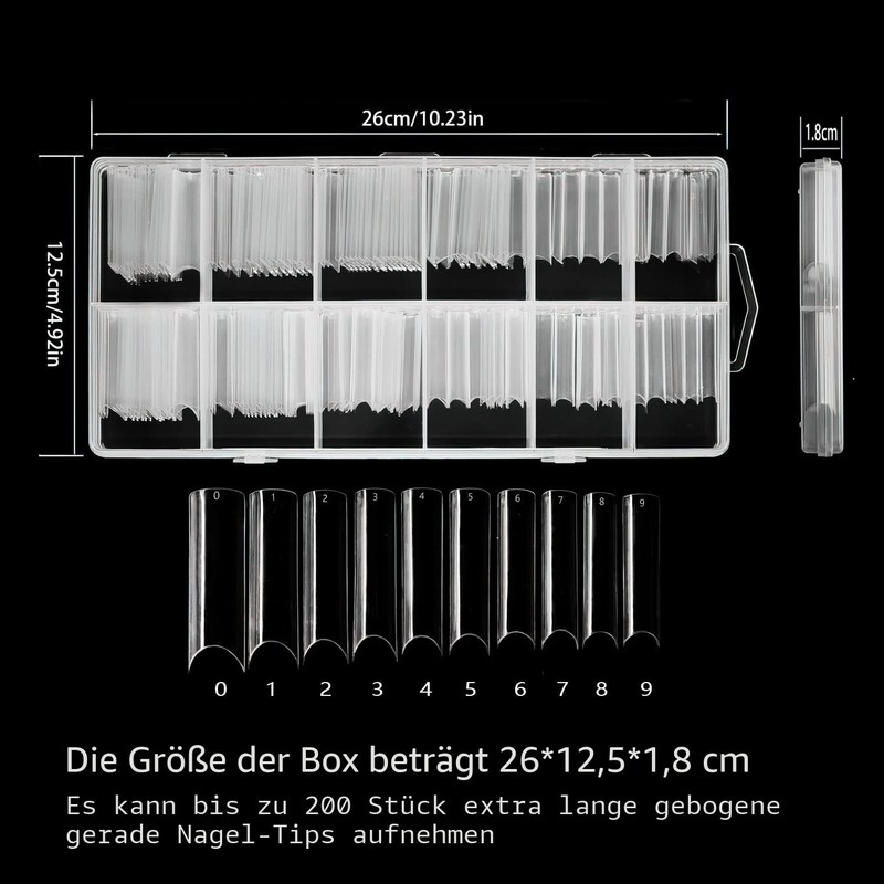 QOOSIKICC Pack of 200 False Nails Tips, Acrylic Artificial Nail