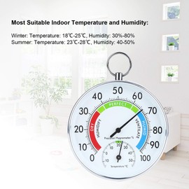 Indoor Thermometer, Greenhouse Thermometer Hygrometer Aluminum Alloy with Hanging Ring for Household Indoor, Greenhouse Planting and Warehouse