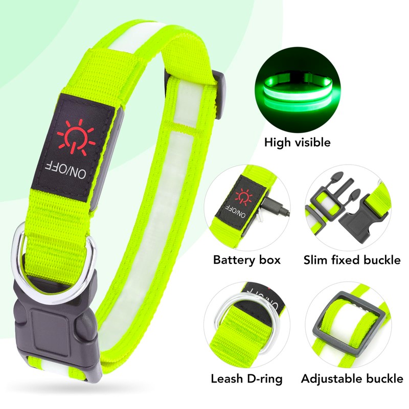 VIZPET LED Dog Collar, Light up Dog Collar Adjustable Safety