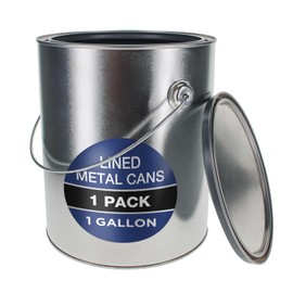 Master Elite 1 Gallon Lined Empty Metal Paint Can Bucket with Lid, Bail Handle - Triple Tight Seal, 128 fl. oz. Steel Coating Storage Container Tin - Store Leftover Water-Based Paint, Latex, Art Craft