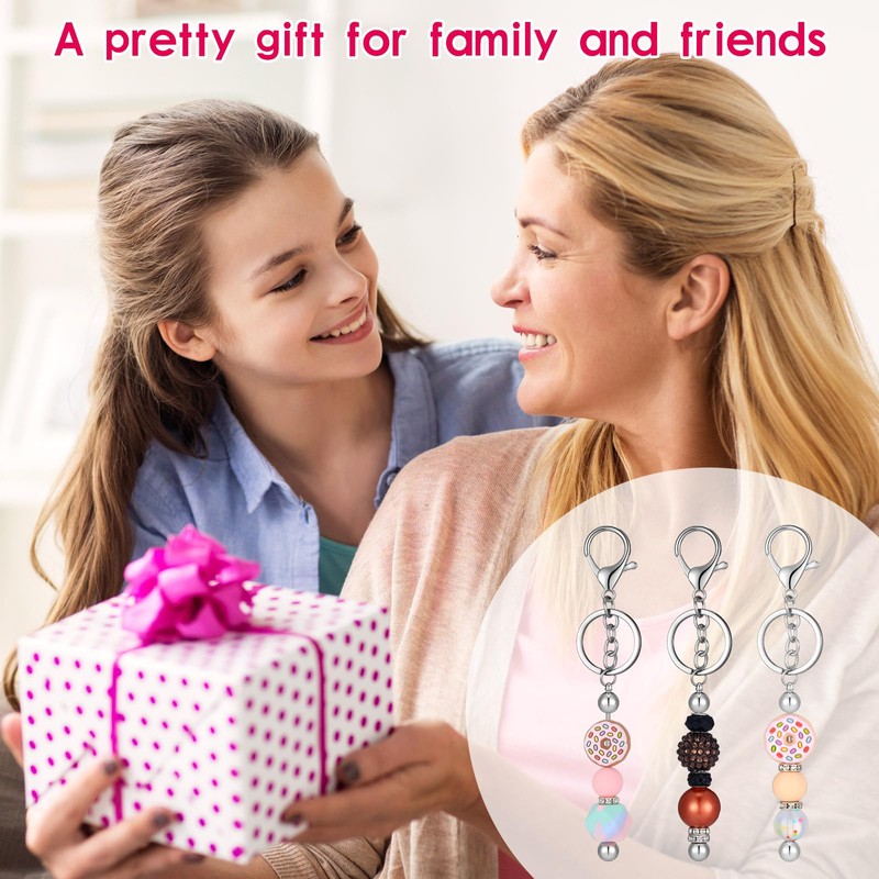 Sasylvia 50 Sets Beadable Keychain Kits Beaded Keychain Bars Resealable