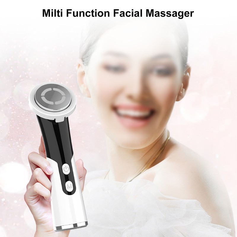 USB Muti Function Facial Massager Red Blue Led Heating Vibration