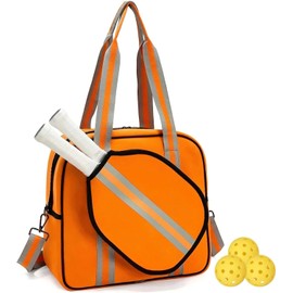 Pickleball Tote Bag Organizer with Adjustable Crossbody Strap, Paddle Cover Pocket and Lightweight Court Storage