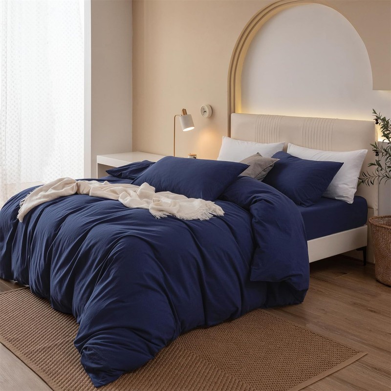 Gezu Bed Linen 135 x 200 cm Cotton Navy Blue