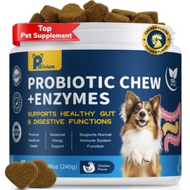 Probiotics for Dogs Supports Digestive Health, Natural Probiotic Supplement with Digestive Enzymes and Prebiotic, Probiotic Chews for Dogs Gut Health, Relieve Diarrhea, Itchy Skin, Enhance Immunity