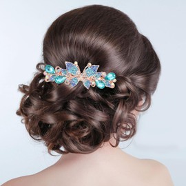 TIESOME 4Pcs Luxury Glitter Hair Barrettes for Women Ladies, Sparkly Rhinestones Butterfly Barrette French Hair Clip Accessories Women Fashion Ponytail Holders Barrette for Mom Daily Wear