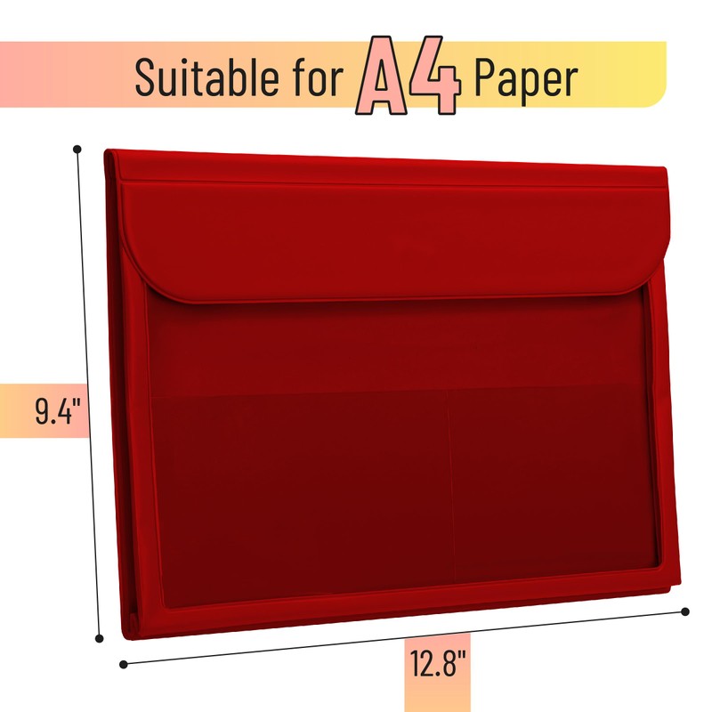 Mr. Pen- File Folder, Red, Plastic File Folders Letter Size,